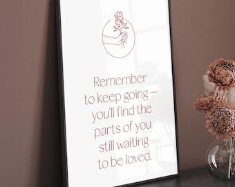 Mindfulness Poster “Remember to keep going” – Boho Poster with Self-Love & Growth Mindset as Spiritual Wall Decor and Affirmations Image
