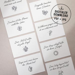 Coffret de cartes « Cœurs sauvages » | 8 cartes postales inspirantes à télécharger | Format paysage A6 | Imprimable