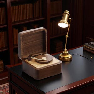 Vintage Wooden Music Box – Custom Wind Up Music Box, Retro Music Player Gift, Unique Birthday or Anniversary Gift for Kids & Adults