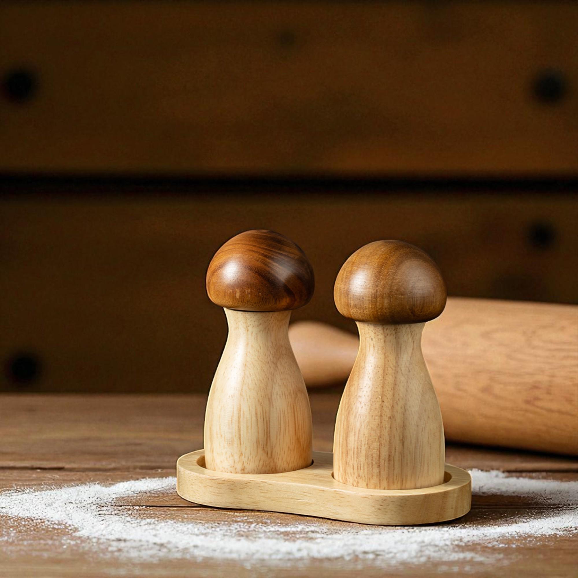 Zout- en pepermolen paddestoel handmatige pepermolen sets massief hout zeezout shaker gereedschapsset keuken kruiden pepermolen zout- en pepermolen set (kleur: 1 stuk PP-zak