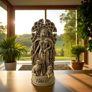 Freyja Norse Goddess Statue | Viking Pagan Altar Decor | Freya Wood Carving Sculpture | Scandinavian Mythology Handmade Gift