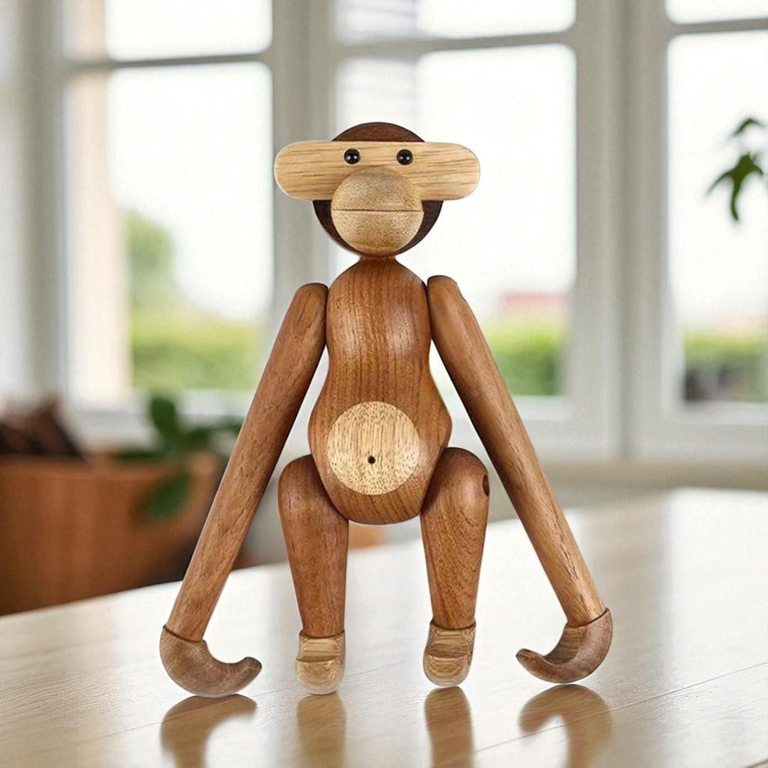 Mid-century Modern Wooden Monkey: Danish Vintage Style Decor - Etsy