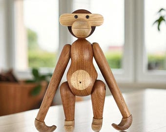Mid-century Modern Wooden Monkey: Danish Vintage Style Decor - Etsy