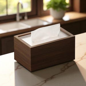 Chinese Wooden Napkin Holder with Acrylic Lid: Elegant Home Decor