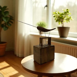 Caja de música de madera con forma de narval y autómata de ballena: escultura mecánica de ballena, arte de madera hecho a mano, decoración del hogar, regalo único, adorno