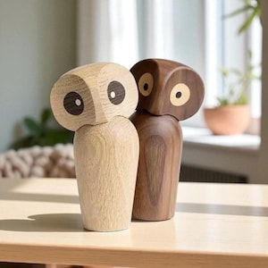 Woodland Owl Figurine – Tiny Handcrafted Wooden Bird | Rustic Natural Home Accent Gift
