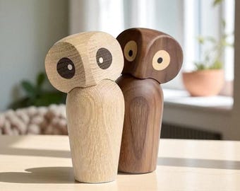手彫りの木製ミニフクロウ – 高さ5インチ | 小さなフクロウの彫刻