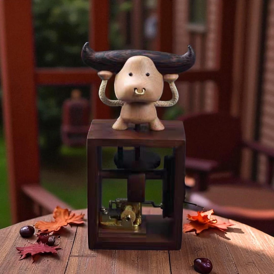 Handcrafted Wooden Buffalo Music Box: Rustic Nursery Decor - Etsy