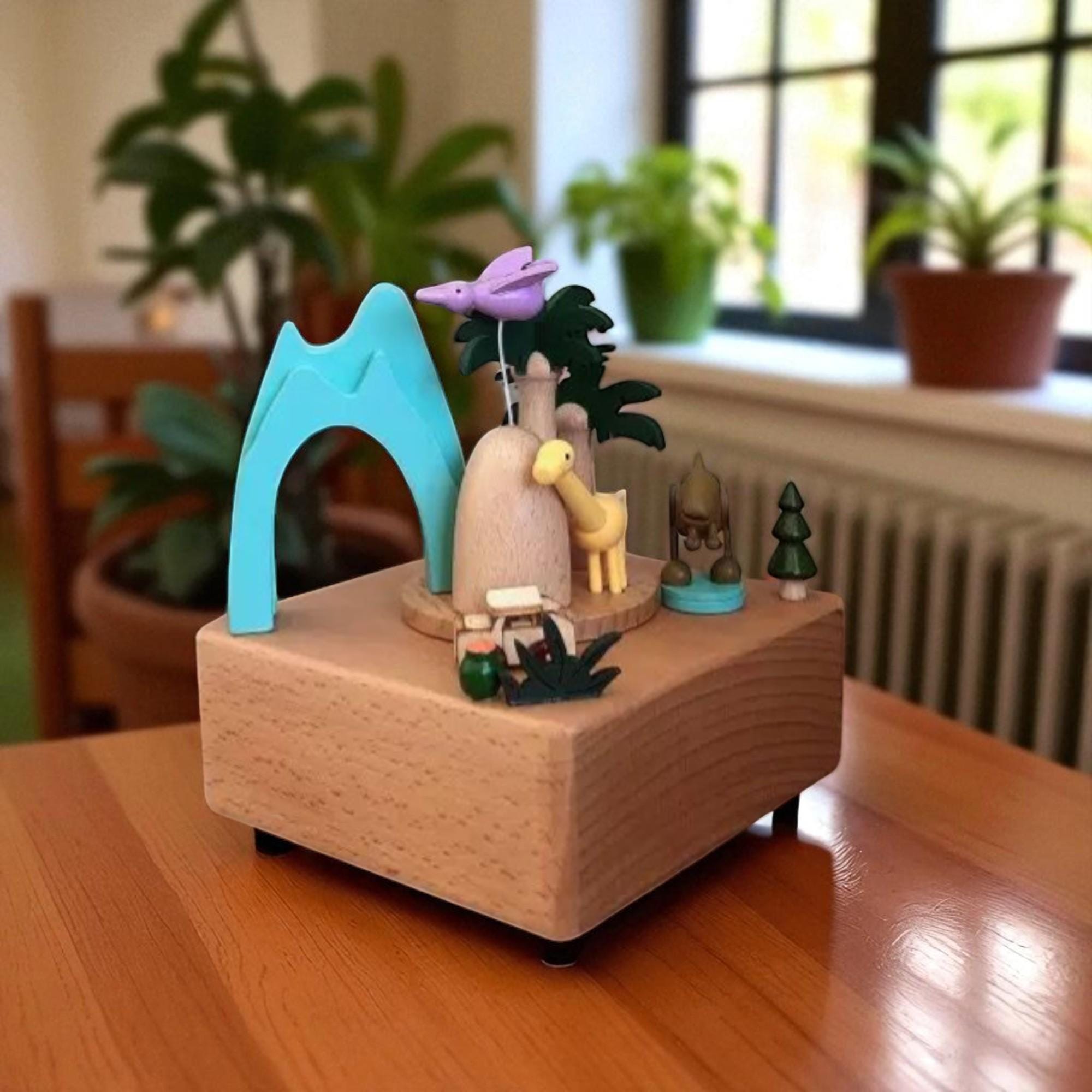 パーソナライズされた木製恐竜オルゴール - お子様へのカスタム名入れ