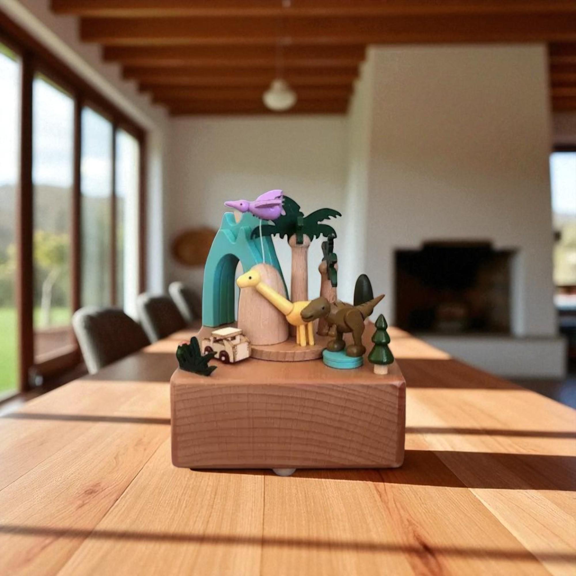 パーソナライズされた木製恐竜オルゴール - お子様へのカスタム名入れ