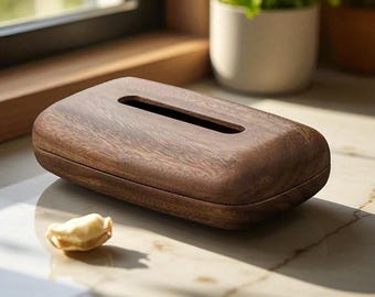 Walnut Wood Tissue Box Cover – Modern Home Decor