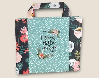 Embroidered Quilted Bible Bag: Handmade Floral Cotton Christian Gift