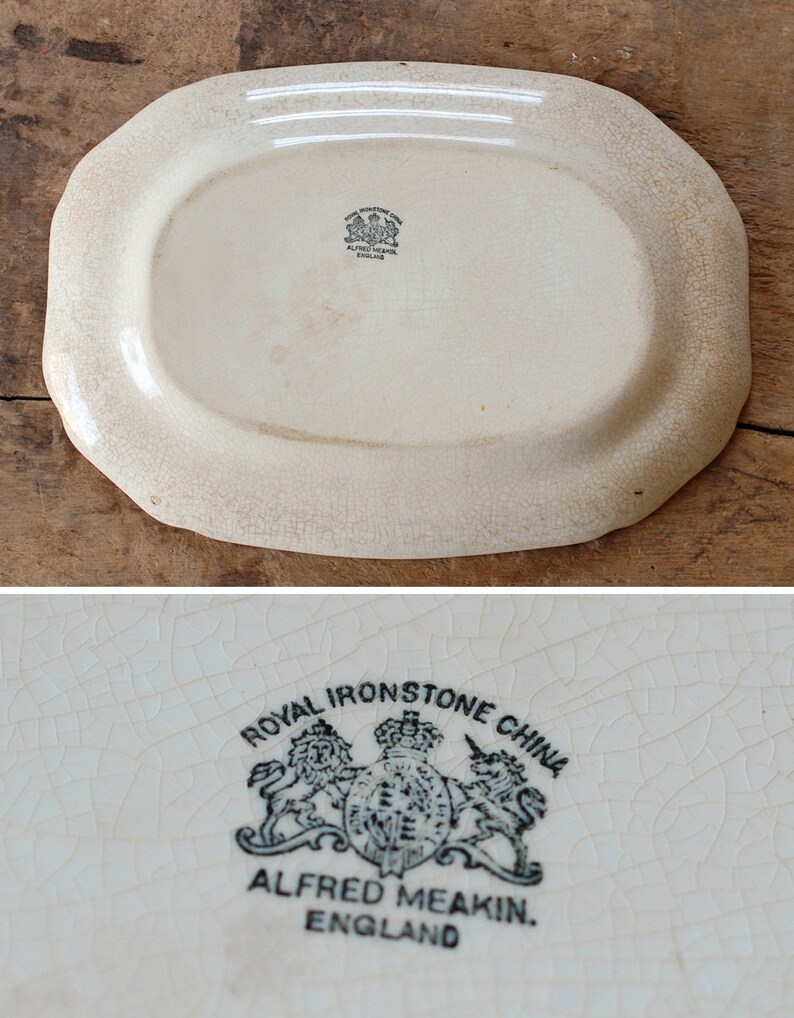 Large Antique Ironstone Platter with Dark Crazing Alfred Etsy