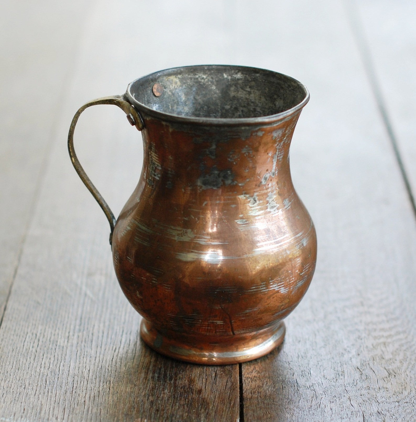 Primitive Antique Copper Pitcher Etsy