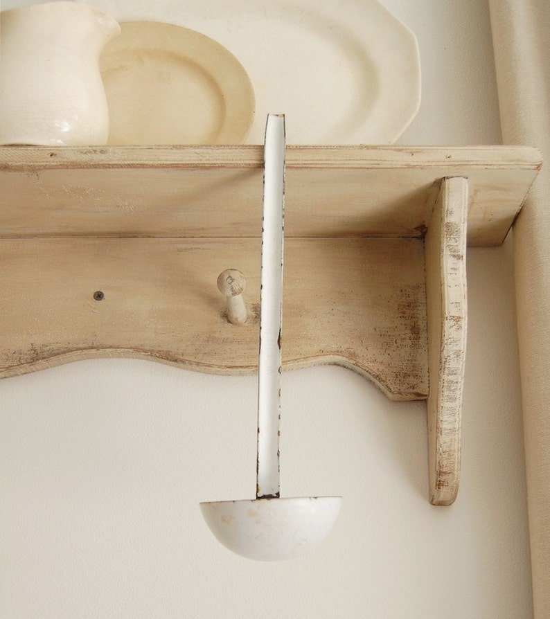 Vintage White Enamelware Ladle from Sweden Etsy