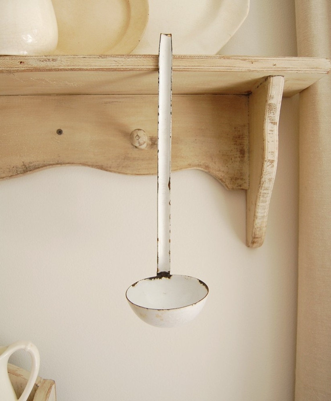 Vintage White Enamelware Ladle from Sweden Etsy