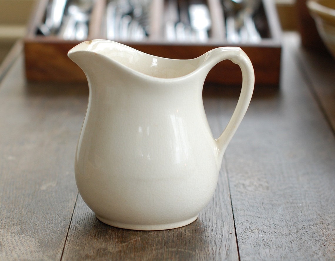 Antique White Ironstone Pitcher W S Made in USA Etsy