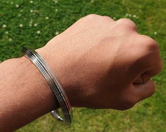 Stainless steel kara seven lines bangle sikh singh karha khalsa edged kada cc30r unisex smooth bracelet