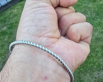 Twisted rope kara sikh bangle singh kaur khalsa punjabi iron kada bracelet a24