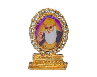 Soporte para repisa de coche chapado en oro con diseño de gurú sij Baba Nanak, khalsa