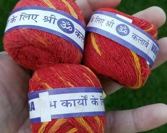 Lot de 3 fils de mauli kalawa sacré hindou puja dhaga mariage mouli bonne chance royaume-uni