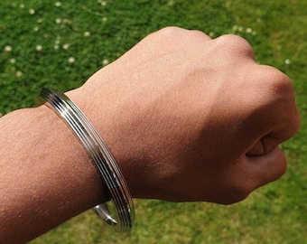 Stainless steel kara seven lines bangle sikh singh karha khalsa edged kada cc30r unisex smooth bracelet