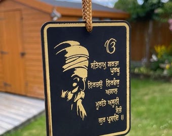 Cintre de voiture sikh en bois gourou nanak dev ji mool mantar pendentif rétroviseur de voiture zz13 nouveau