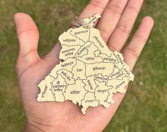 Punjab map with gurmukhi alphabet car hanger sikh khalsa punjabi pendant zz38