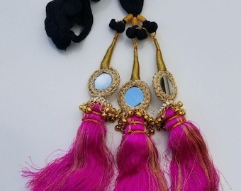 Tresses indiennes punjabi pranda mehndi jagoo mirror nuptiale patiala paranda hh7