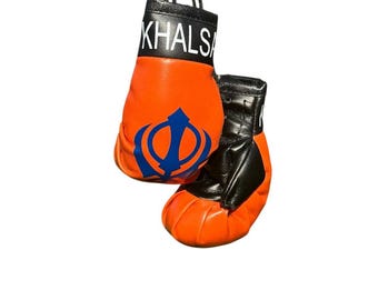 Gants de boxe Khanda suspendus voiture pendentif khalsa cadeau sikh rétroviseur singh royaume-uni zz20