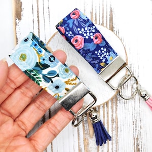 Rifle Paper Co Floral Fabric Keychain Wristlet with Tassel