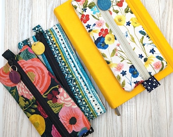 Floral Pencil Pouch/ Attachable Zipper Pouch/ Journal Pens/ Pen Pouch/ Artist Pouch/ Gifts For Artists/ School Supplies/ Floral Fabric