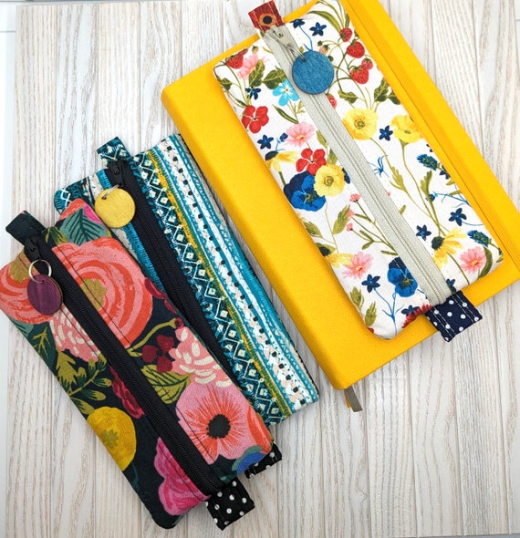 Floral Pencil Pouch/ Attachable Zipper Pouch/ Journal Pens/ Pen Pouch/  Artist Pouch/ Gifts for Artists/ School Supplies/ Floral Fabric 