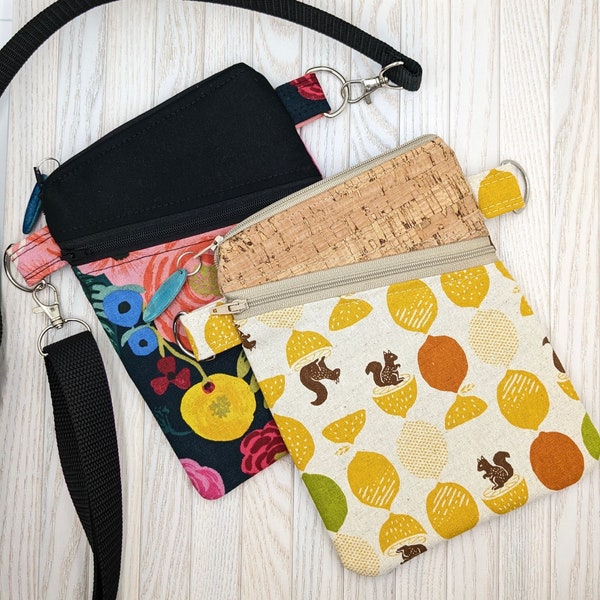 Small Crossbody Bag for Women/ Zipper Crossbody Bag/ Cellphone Bag/ Fun Fabric Handbags/ Boho Chic Bag/ Small Messenger Bag/ Gift For Her