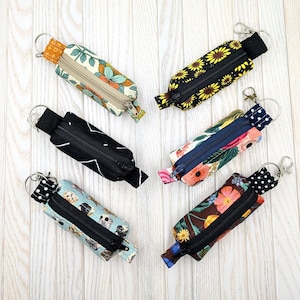 Chapstick Holder Keychain Zipper Pouch/ Chapstick Pouch/ Lip Balm Pouch/ Lipstick Holder/ Essential Oil Pouch / Keychain/ Travel Pouch
