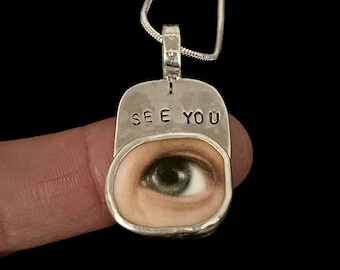 Eye Necklace, Ceramic Necklace, Jewelry For Women, Handmade Gift, I See You, Gift For Girlfriend, Unique Jewelry, Robin Wade Jewelry, 3194