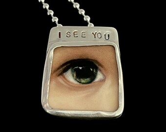 Eye Necklace, Ceramic Necklace, Jewelry For Women, Handmade Gift, I See You, Gift For Girlfriend, Unique Jewelry, Robin Wade Jewelry, 3150