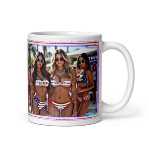 Trump Bikini Babes - White glossy mug