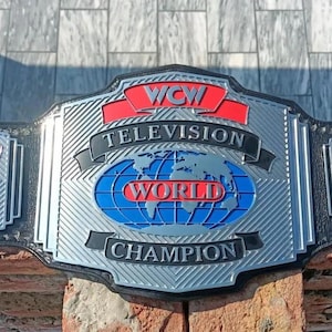 WCW World Television Championship Replica Belt: Brass Plate, Genuine Leather