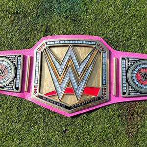 WWE Women&#39;s World Championship Title Belt: Pink Leather, Brass Plate