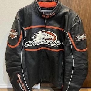 Harley Davidson Screaming Eagle Leather Jacket Genuine Cowhide Motorcycle Racing Jacket Men’s Harley Biker Gear Perfect Gift for him