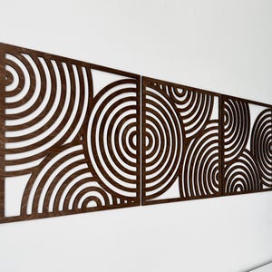 Boho Wood Wall Art Minimalist Style. Abstract Wall Art. Set of 3 Wooden Panels. Housewarming Gift. Living Room Decor. Home Office Decor.