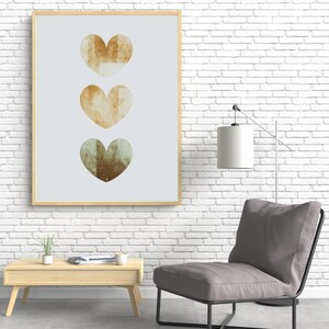 Arte murale a forma di cuore neutro - Poster stampabile minimalista con toni della terra, decorazione boho-chic per camera da letto, cameretta o pareti accoglienti per gallerie di case.