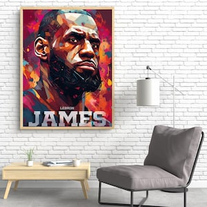 LeBron James Wall Art – Colorful Abstract Basketball Legend Poster for Sports Fans, Bold NBA Decor for Game Room, Office or Teen Bedroom