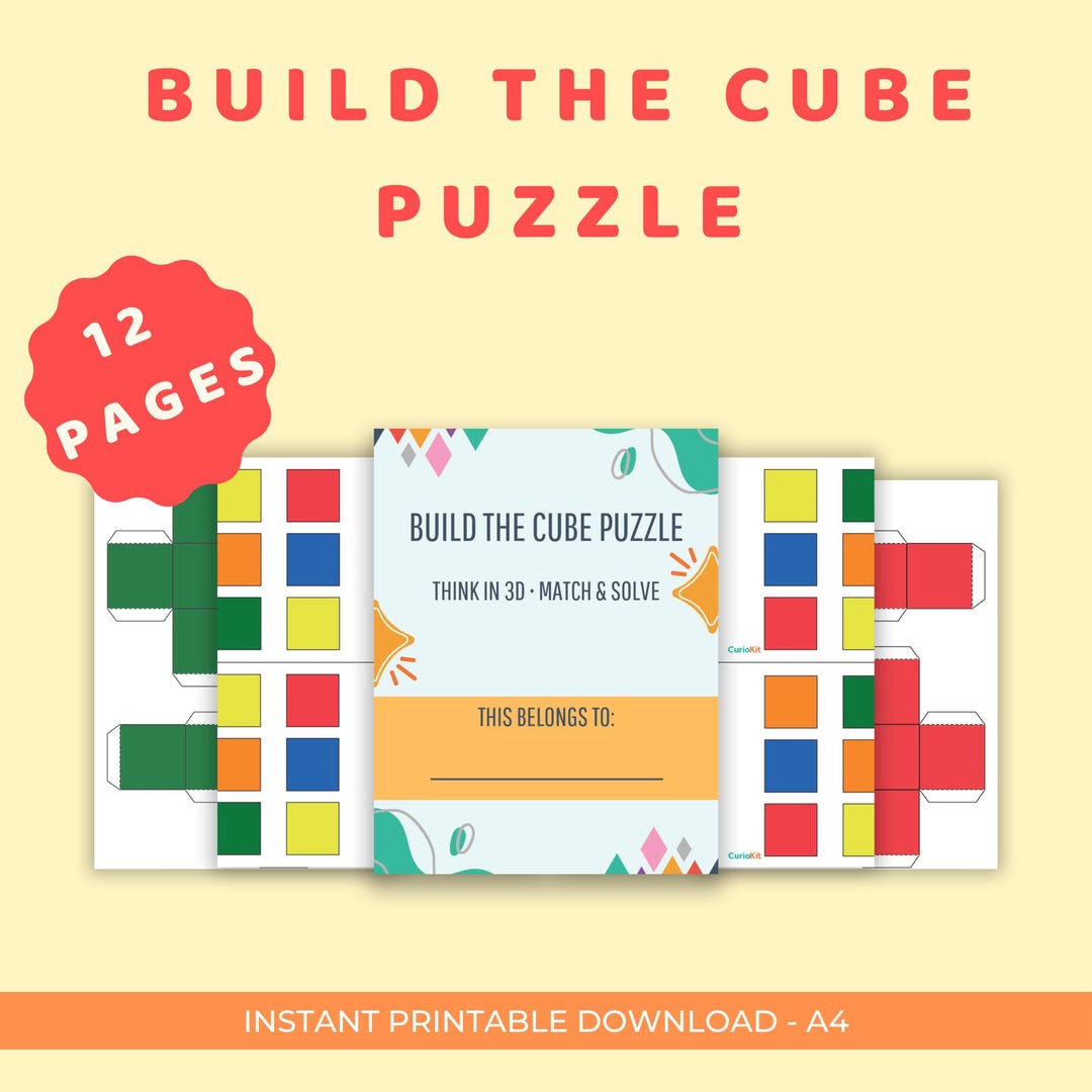 Build the Cube Puzzle Printable for Kids | 3D Spatial Thinking Game PDF ...