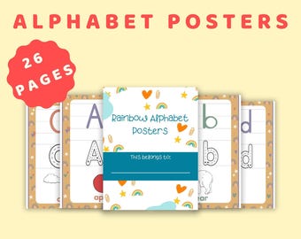 Rainbow Alphabet Posters: A-Z Classroom Decor (PDF Download Letter Size)
