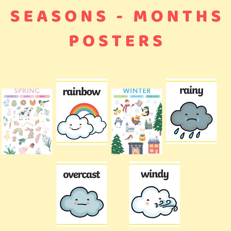 Seasons and Months Posters Printable for Kids | Classroom & Homeschool ...