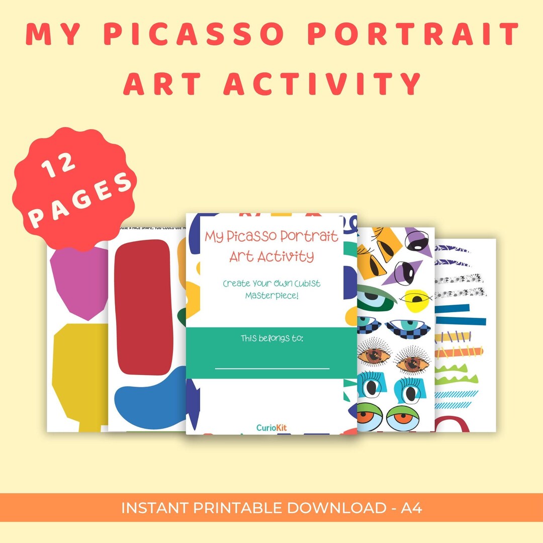Picasso Portrait Art Activity for Kids: 12 Printable Pages (PDF