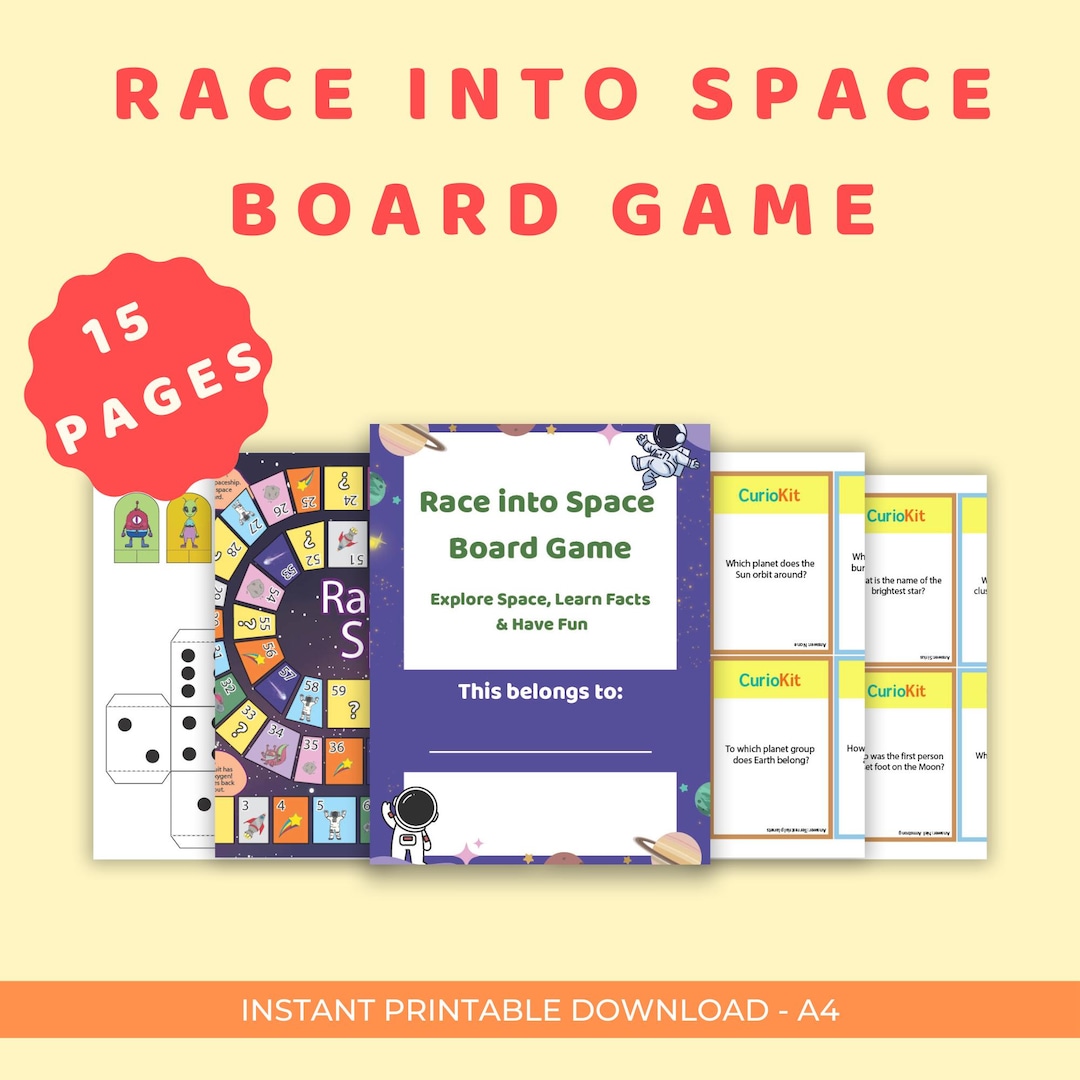 Race Into Space Board Game Printable for Kids | Space Theme Educational ...