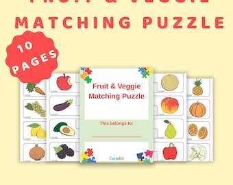 Fruit & Veggie Matching Puzzle: Montessori Learning Cards (PDF Pattern)